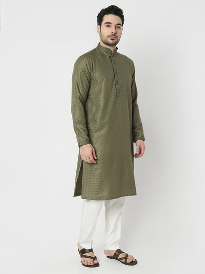 Regular Fit Jacquard Full Sleeves Kurta and Pant Set