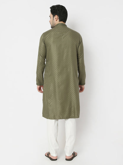 Regular Fit Jacquard Full Sleeves Kurta and Pant Set