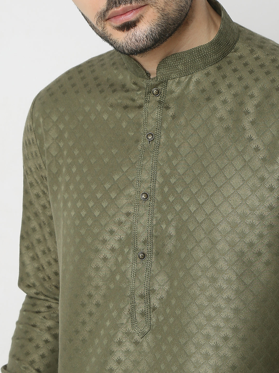 Regular Fit Jacquard Full Sleeves Kurta and Pant Set