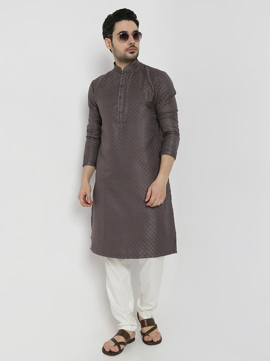 Regular Fit Jacquard Full Sleeves Kurta and Pant Set