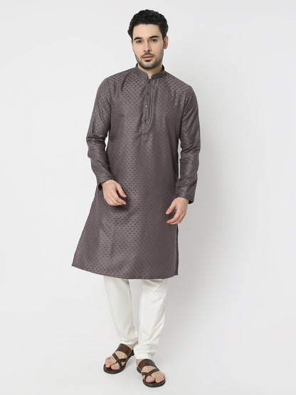 Regular Fit Jacquard Full Sleeves Kurta and Pant Set