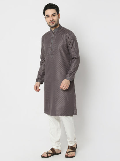 Regular Fit Jacquard Full Sleeves Kurta and Pant Set