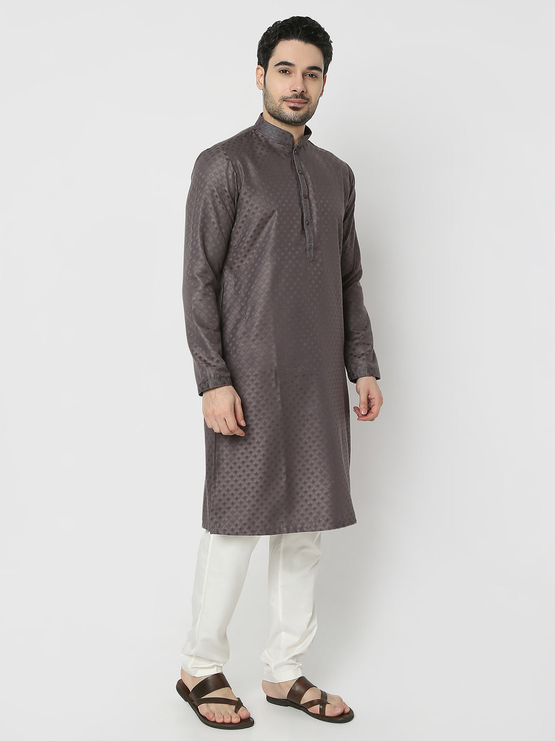 Regular Fit Jacquard Full Sleeves Kurta and Pant Set