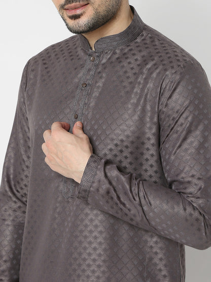 Regular Fit Jacquard Full Sleeves Kurta and Pant Set