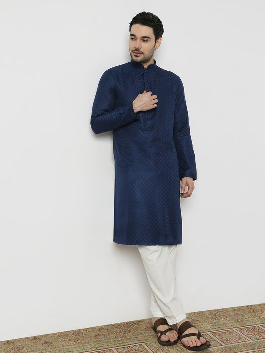 Regular Fit Jacquard Full Sleeves Kurta and Pant Set