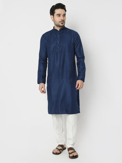 Regular Fit Jacquard Full Sleeves Kurta and Pant Set