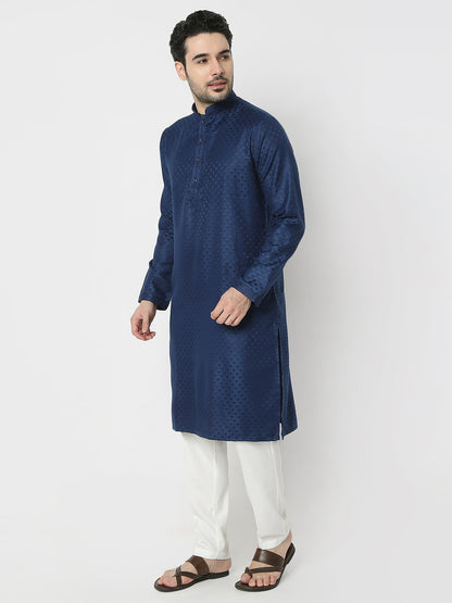 Regular Fit Jacquard Full Sleeves Kurta and Pant Set