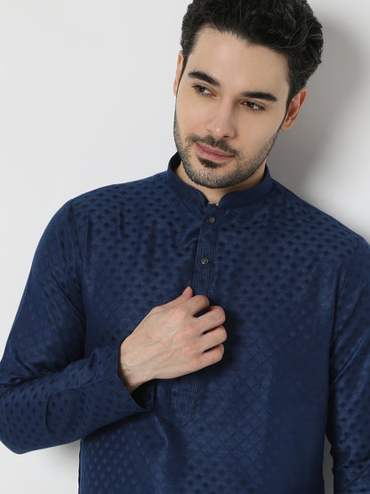 Regular Fit Jacquard Full Sleeves Kurta and Pant Set