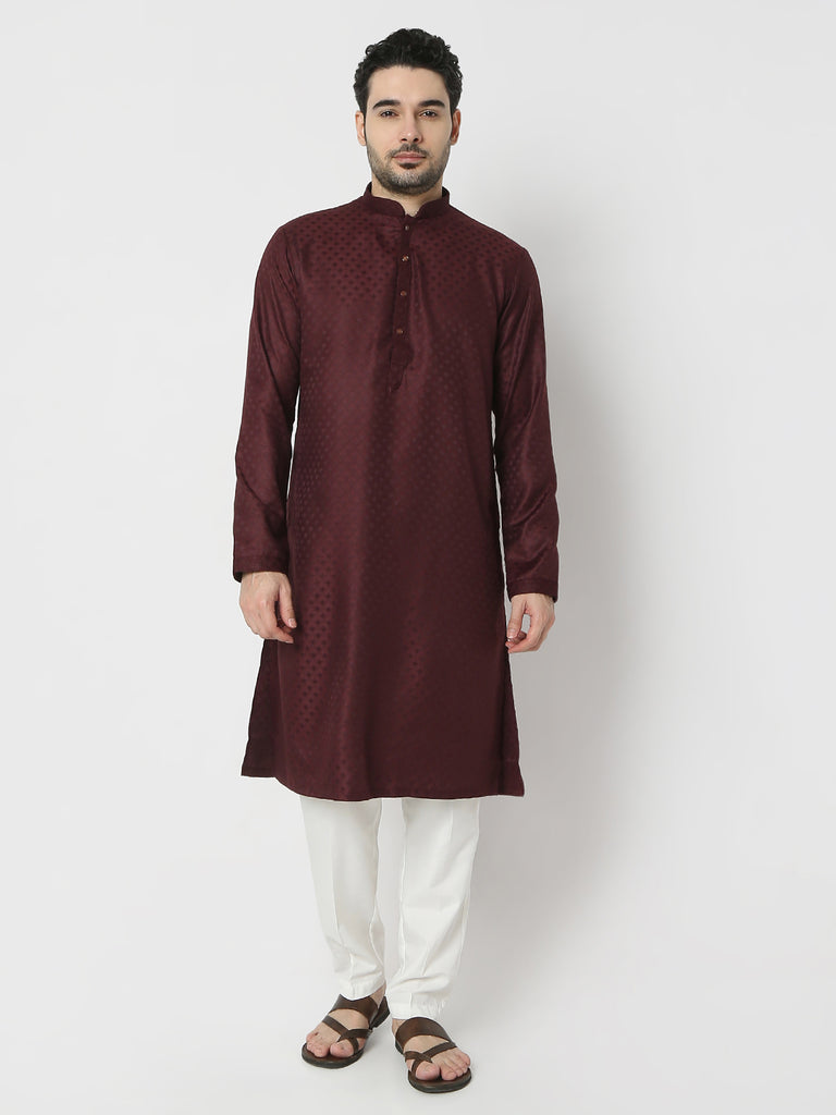 Regular Fit Jacquard Full Sleeves Kurta and Pant Set