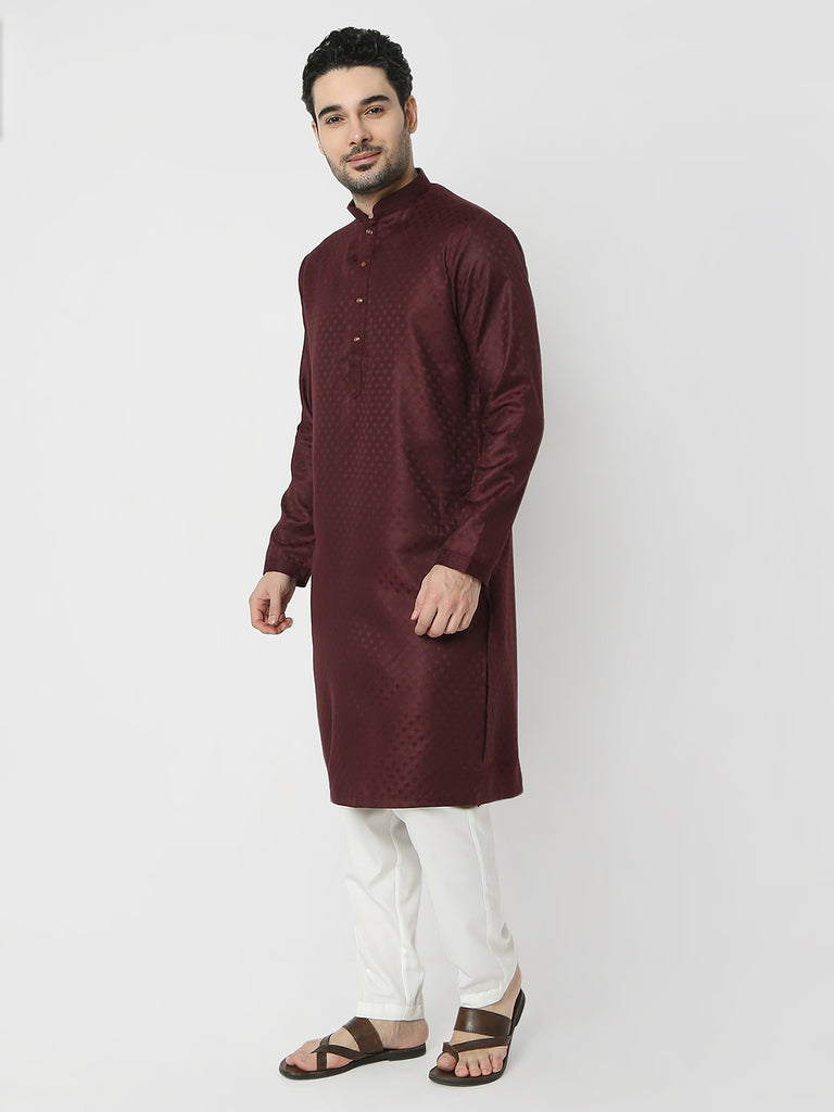 Regular Fit Jacquard Full Sleeves Kurta and Pant Set