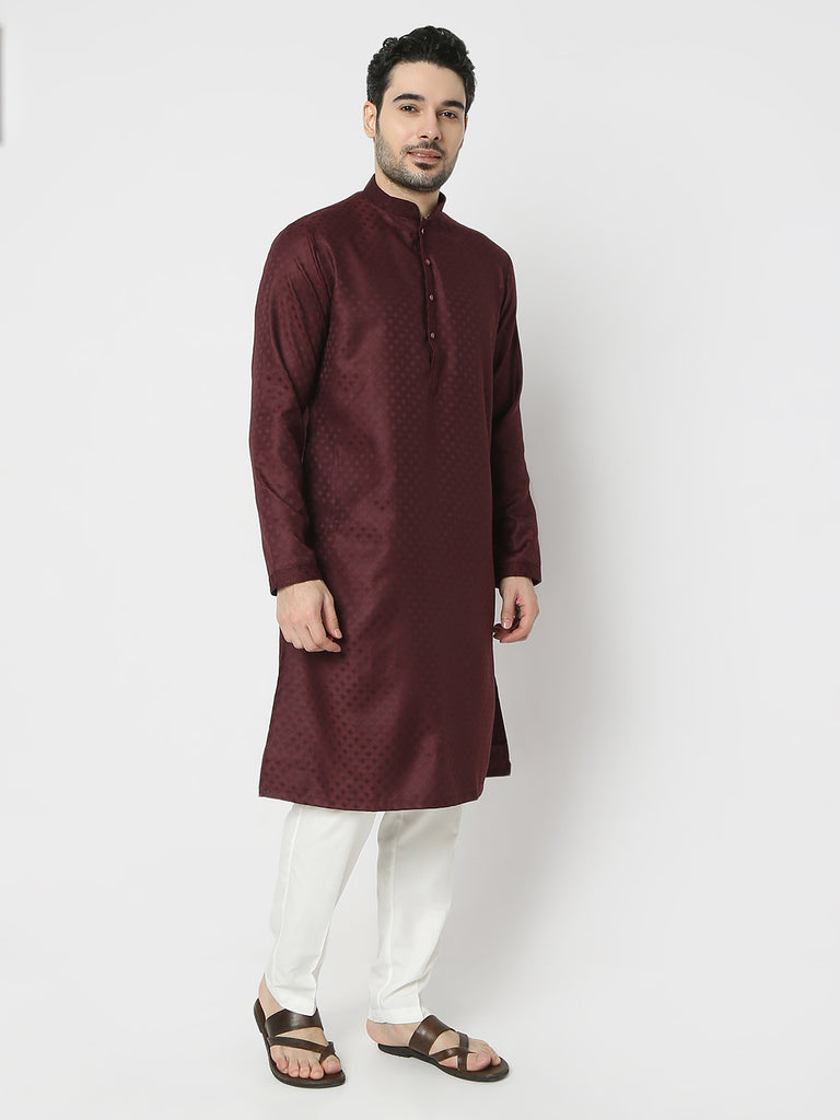Regular Fit Jacquard Full Sleeves Kurta and Pant Set