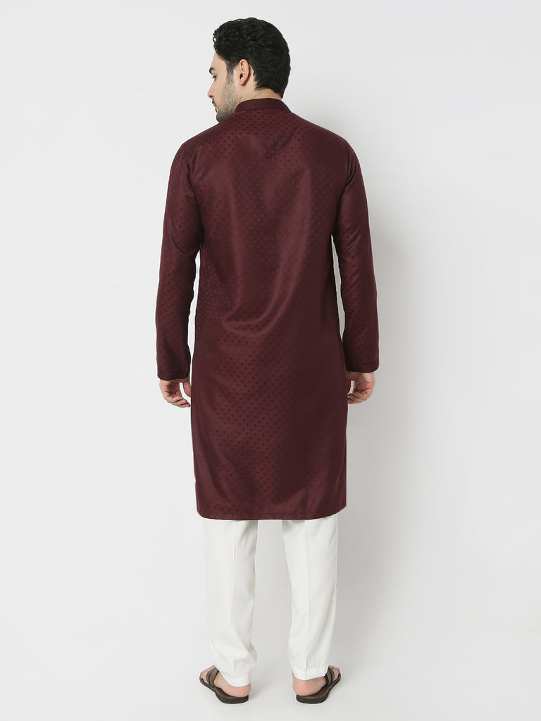 Regular Fit Jacquard Full Sleeves Kurta and Pant Set