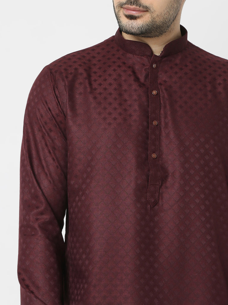 Regular Fit Jacquard Full Sleeves Kurta and Pant Set