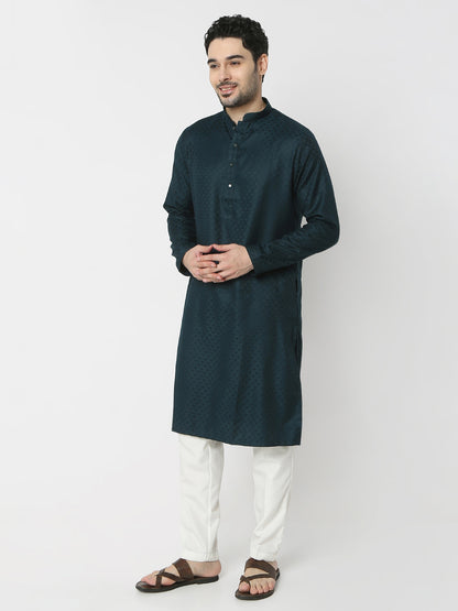 Regular Fit Jacquard Full Sleeves Kurta and Pant Set