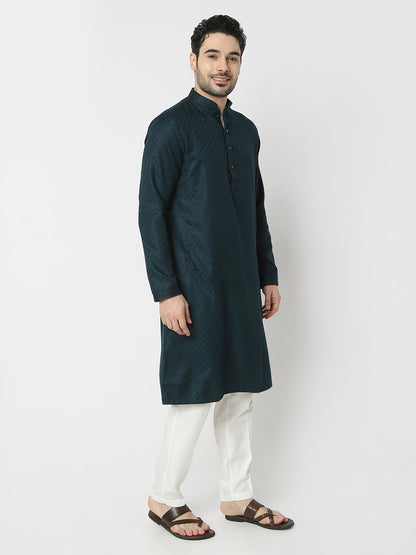 Regular Fit Jacquard Full Sleeves Kurta and Pant Set