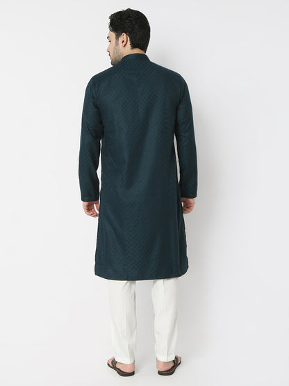 Regular Fit Jacquard Full Sleeves Kurta and Pant Set
