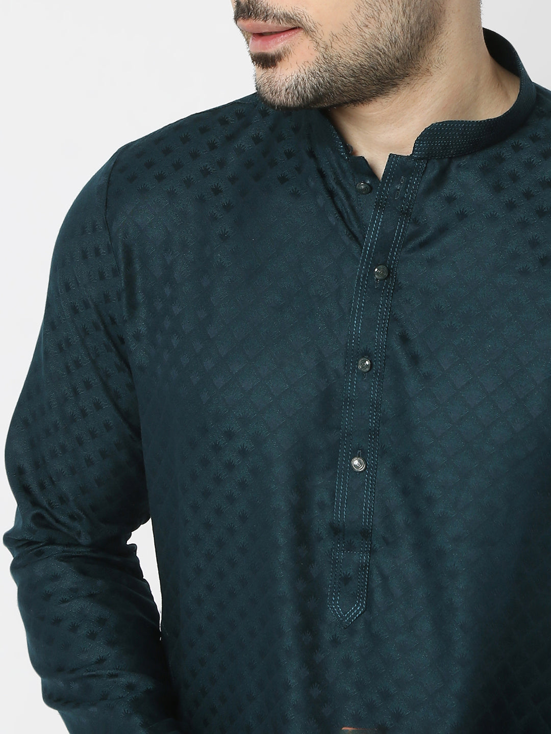Regular Fit Jacquard Full Sleeves Kurta and Pant Set