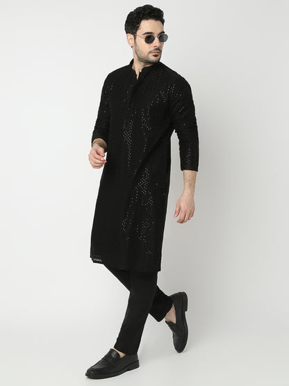 Regular Fit Embroidered Full Sleeve Kurta with Pant Set