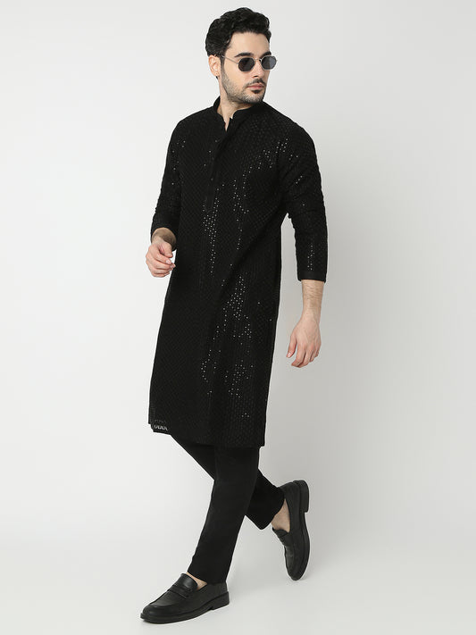 Regular Fit Embroidered Full Sleeve Kurta with Pant Set