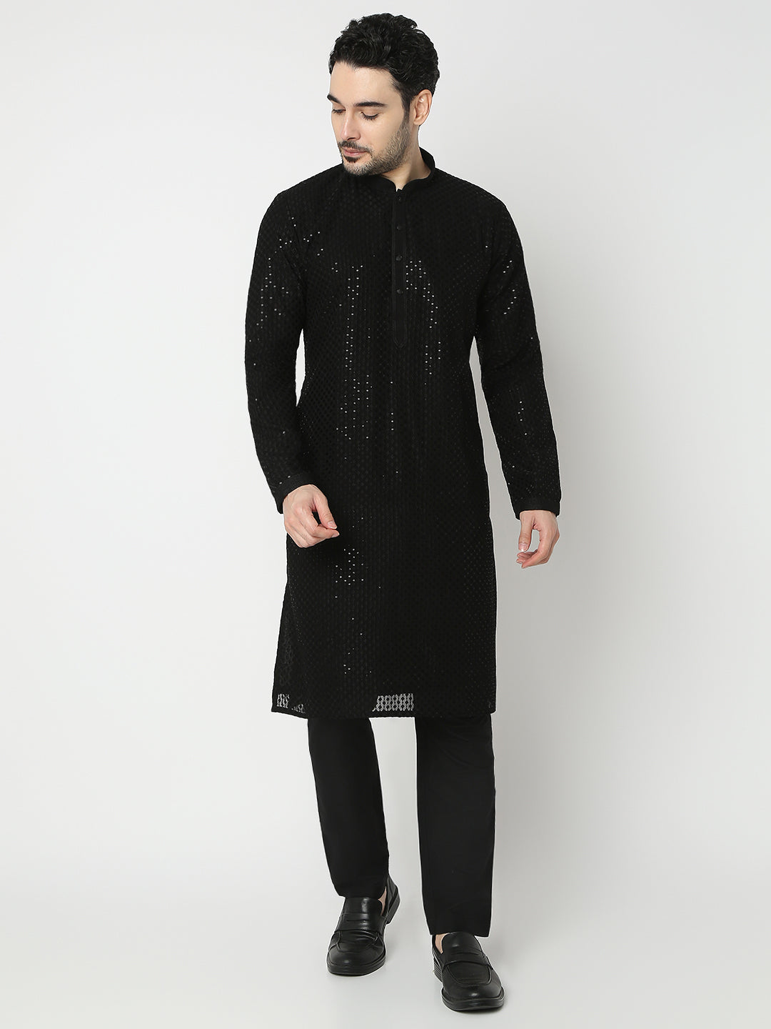 Regular Fit Embroidered Full Sleeve Kurta with Pant Set