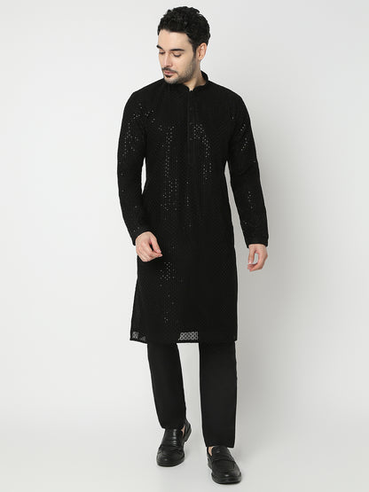 Regular Fit Embroidered Full Sleeve Kurta with Pant Set