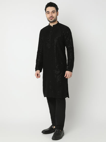 Regular Fit Embroidered Full Sleeve Kurta with Pant Set