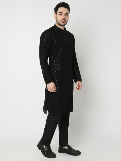 Regular Fit Embroidered Full Sleeve Kurta with Pant Set