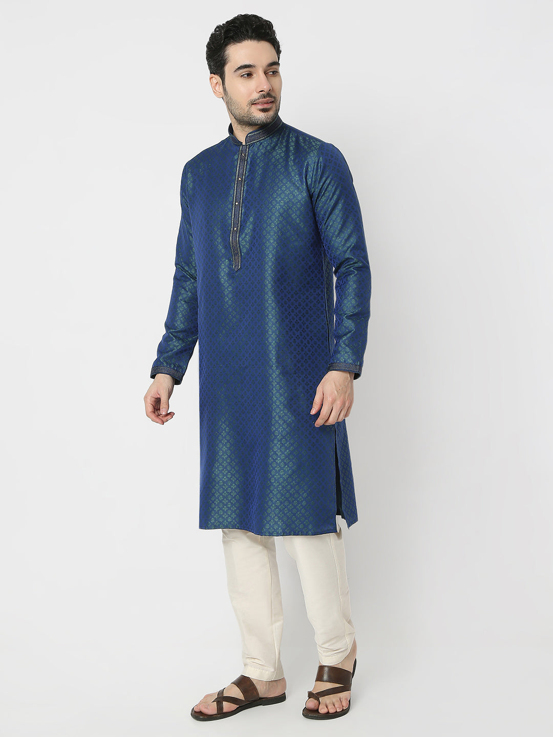 Regular Fit Jacquard Full Sleeves Kurta and Pant Set