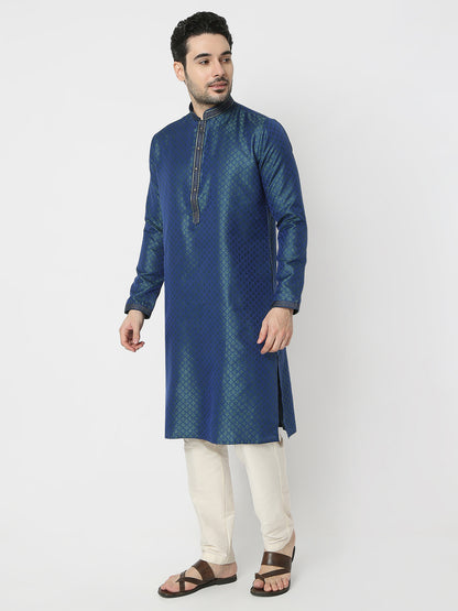 Regular Fit Jacquard Full Sleeves Kurta and Pant Set