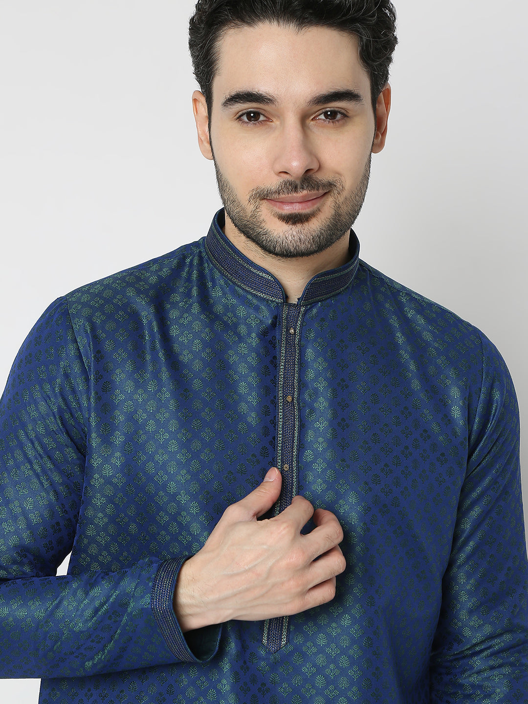 Regular Fit Jacquard Full Sleeves Kurta and Pant Set