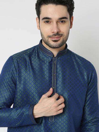 Regular Fit Jacquard Full Sleeves Kurta and Pant Set