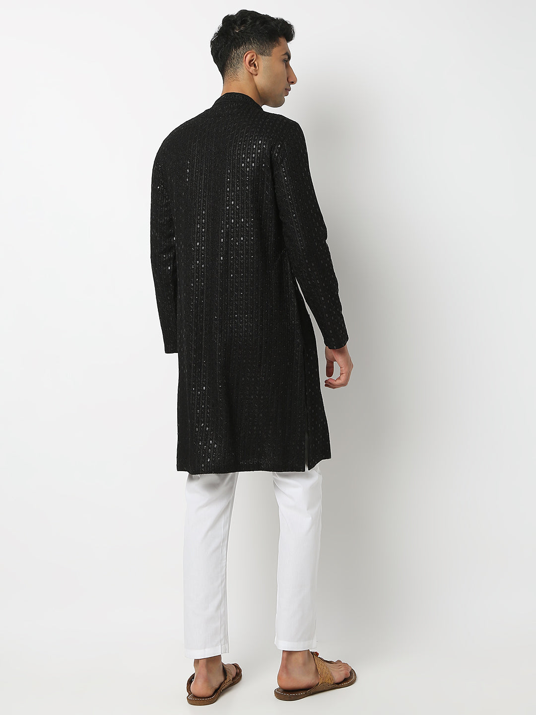 Regular Fit Embellished Mandarin Collar Full Sleeve Kurta and Pant Set