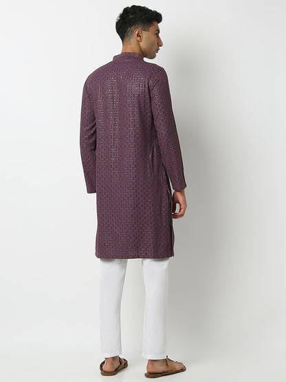 Regular Fit Embellished Mandarin Collar Full Sleeve Kurta and Pant Set