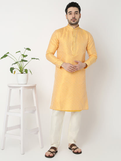 Regular Fit Jacquard Full Sleeve Kurta with Pant Set