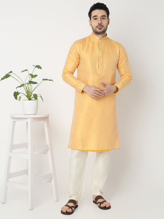 Regular Fit Jacquard Full Sleeve Kurta with Pant Set
