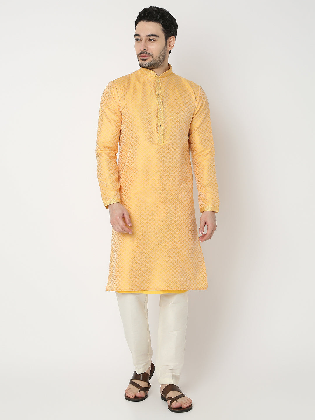 Regular Fit Jacquard Full Sleeve Kurta with Pant Set