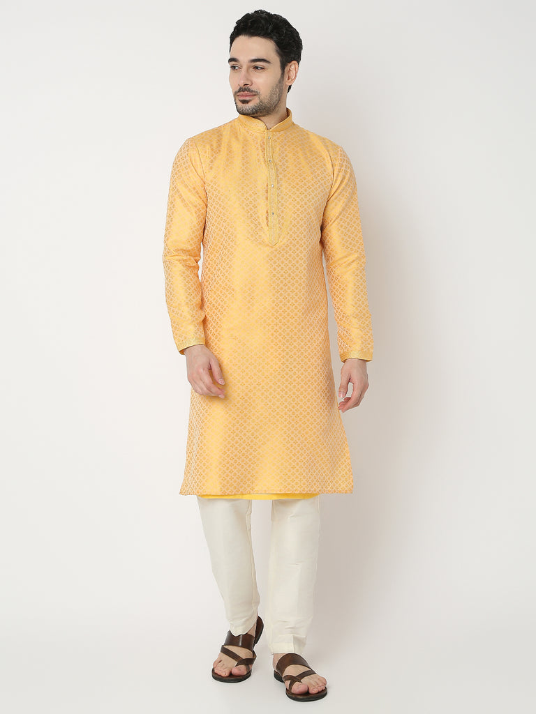 Regular Fit Jacquard Full Sleeve Kurta with Pant Set