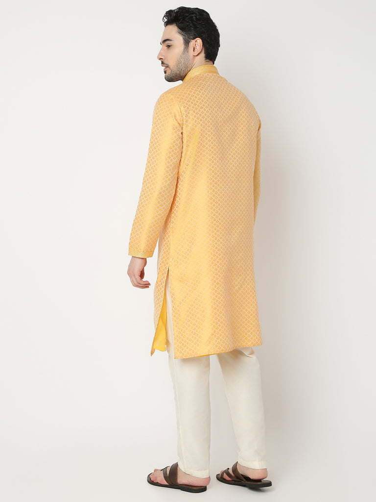 Regular Fit Jacquard Full Sleeve Kurta with Pant Set