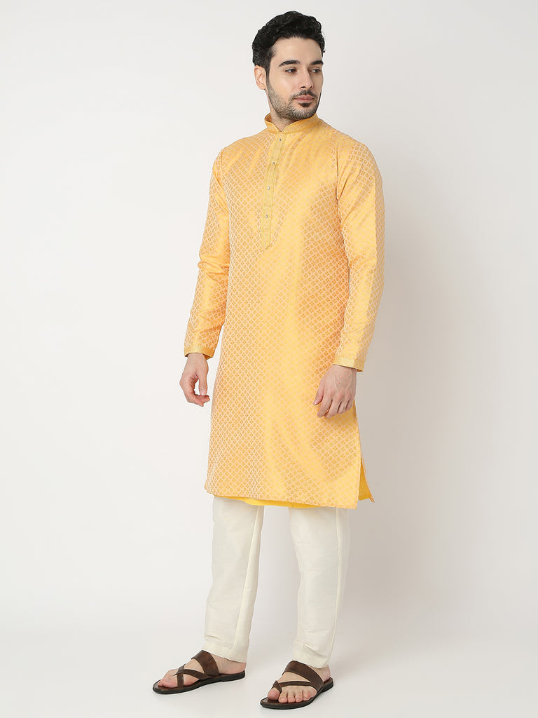 Regular Fit Jacquard Full Sleeve Kurta with Pant Set