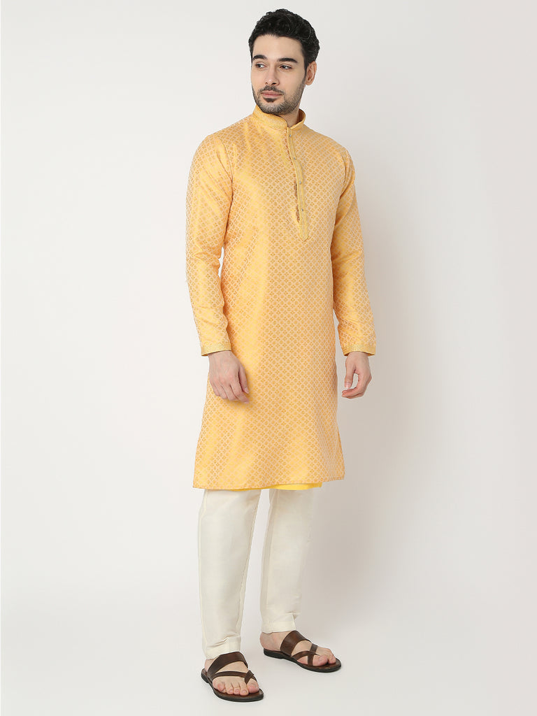 Regular Fit Jacquard Full Sleeve Kurta with Pant Set