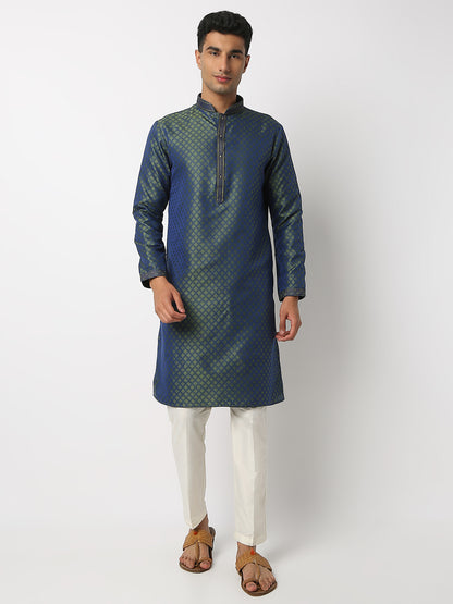 Regular Fit Jacquard Mandarin Collar Full Sleeve Kurta and Pant Set