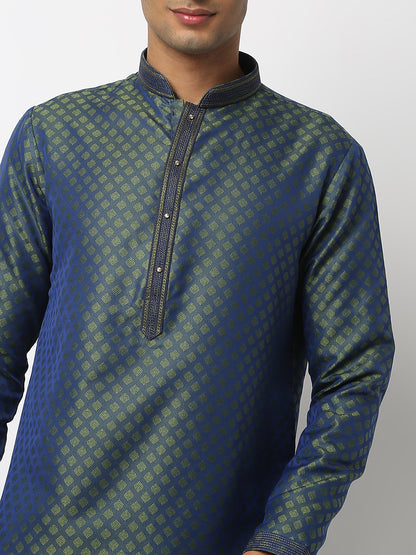 Regular Fit Jacquard Mandarin Collar Full Sleeve Kurta and Pant Set
