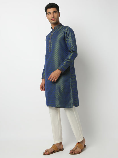 Regular Fit Jacquard Mandarin Collar Full Sleeve Kurta and Pant Set