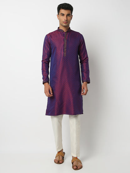 Regular Fit Jacquard Mandarin Collar Full Sleeve Kurta and Pant Set
