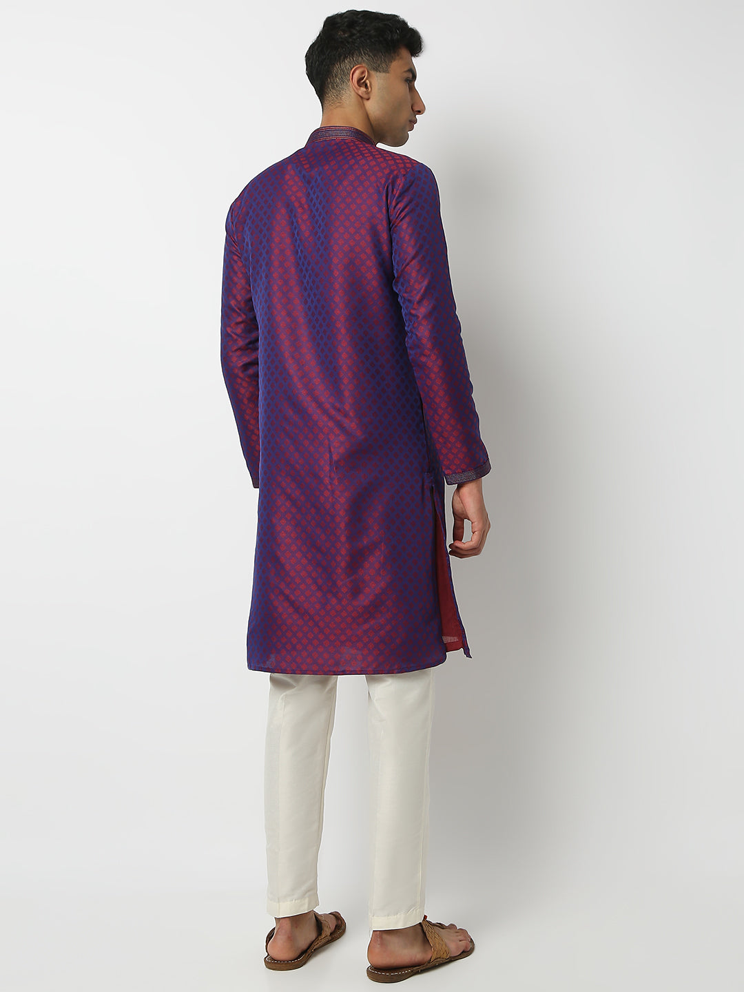 Regular Fit Jacquard Mandarin Collar Full Sleeve Kurta and Pant Set