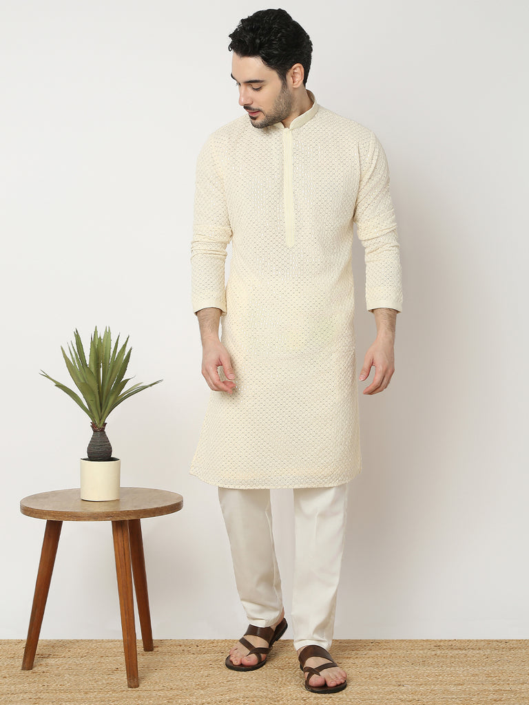Regular Fit Embroidered Full Sleeve Kurta with Pant Set