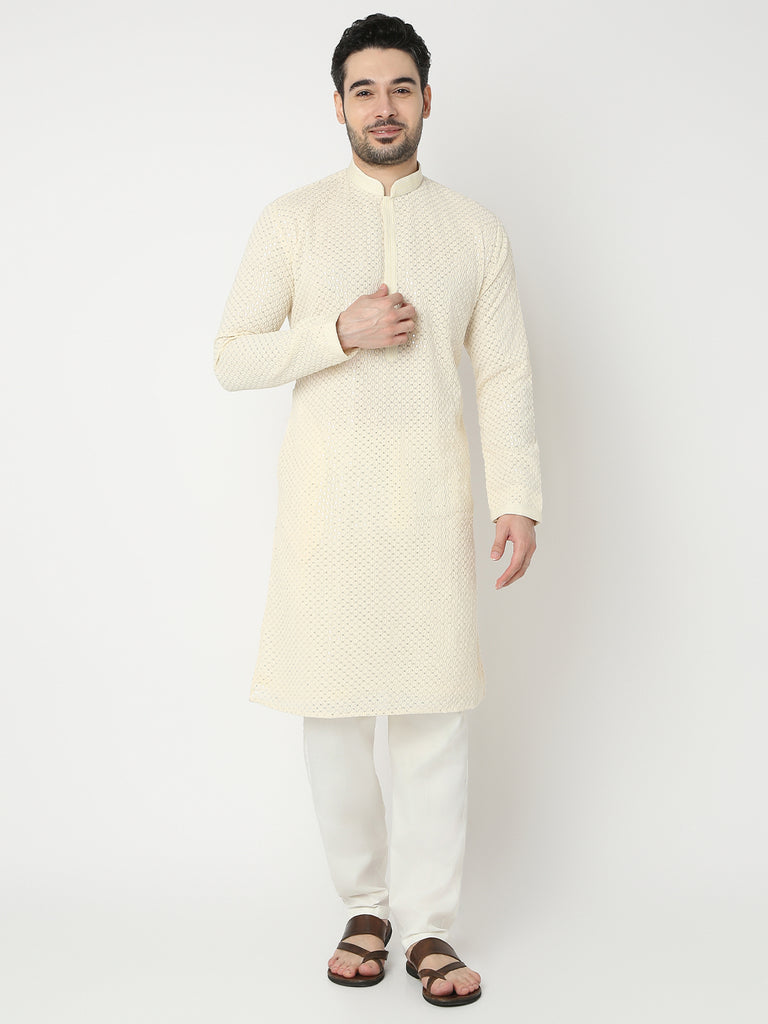 Regular Fit Embroidered Full Sleeve Kurta with Pant Set