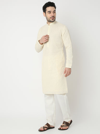 Regular Fit Embroidered Full Sleeve Kurta with Pant Set