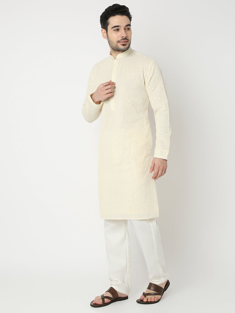 Regular Fit Embroidered Full Sleeve Kurta with Pant Set