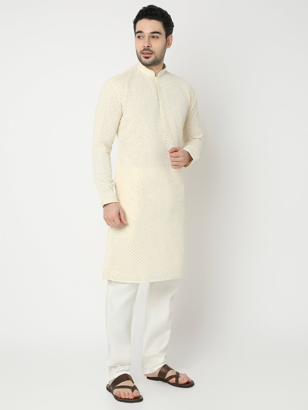 Regular Fit Embroidered Full Sleeve Kurta with Pant Set
